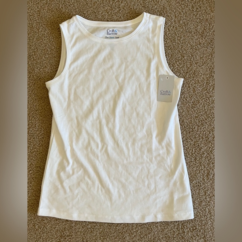 NWT NEW Croft and Barrow Classic Tank Top White XS